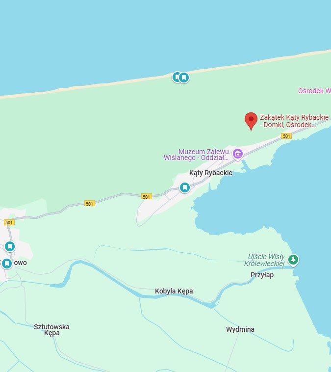 Mapa dojazdu do Ośrodka Zakątek w Kątach Rybackich